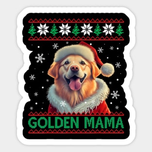 Golden Mama Golden Retriever Mom Santa Hat Ugly Christmas Sticker